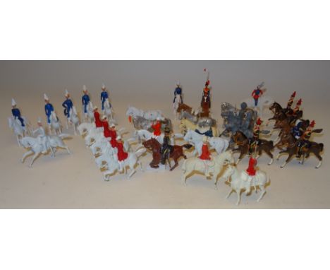 Replica original castings British Army Cavalry with a few hollowcasts, many part painted, fifteen at the halt (Condition Good