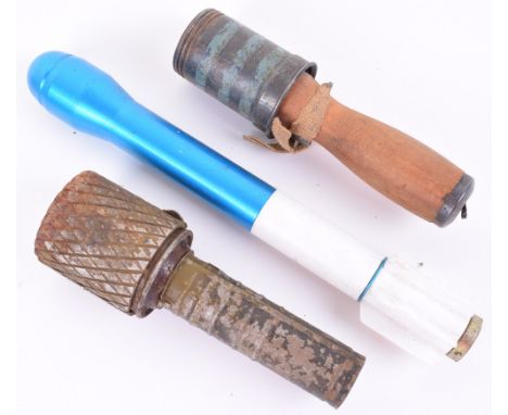 Inert Russian Stick Grenade with shrapnel sleeve, Hungarian practice stick grenade and practice L8.A1 round. All items are em