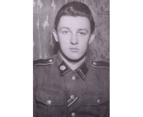 Waffen-SS Totenkopf Division Photograph Grouping, consisting of fine postcard size studio portrait of the soldier in uniform 