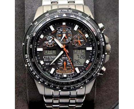 New Citizen Eco Drive gents Skyhawk, Titanium watch, RRP £469.00. P&amp;P Group 1 (£14+VAT for the first lot and £1+VAT for s