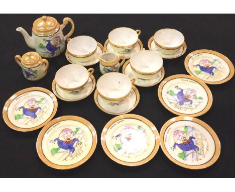 Humpty Dumpty pattern Japanese coffee set of twenty one pieces, including teapot. Not available for in-house P&amp;P, contact