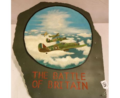 WWII Aircraft panel with memorial painting, 65 x 53 cm. P&amp;P Group 2 (£18+VAT for the first lot and £3+VAT for subsequent 