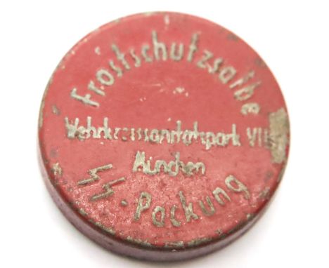 WWII Waffen SS Special Rations anti frostbite lip cream (tin). P&amp;P Group 1 (£14+VAT for the first lot and £1+VAT for subs