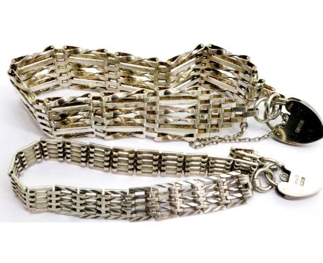 Two silver gate bracelets, combined 37g. P&amp;P Group 1 (£14+VAT for the first lot and £1+VAT for subsequent lots) 