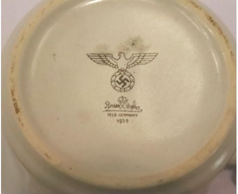 WWII German Army ceramic mug dated 1939. P&amp;P Group 1 (£14+VAT for the first lot and £1+VAT for subsequent lots) 