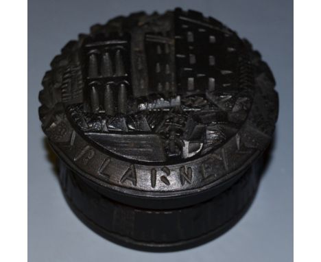 A 19th century Irish Kilarney bog oak snuff box