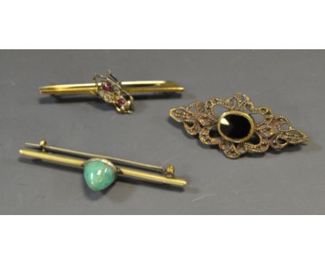 A stick pin, set with fly; others (3)