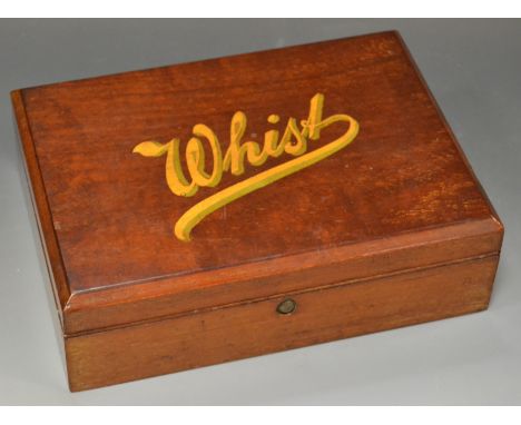 A late Victorian/Edwardian mahogany playing card box, The Sandringham Whist cabinet, by Charles Goodall & Son Ltd, London, hi