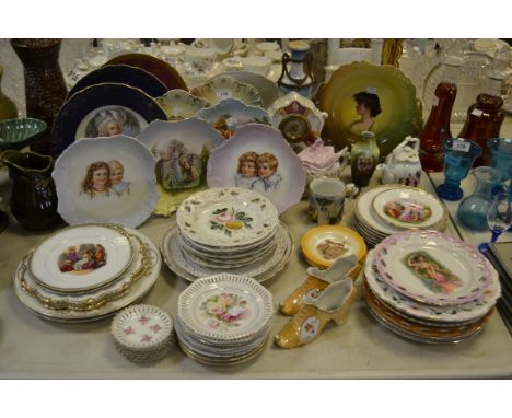 Continental Ceramics - ribbon plates; a Continental part service painted with Classical scene;  etc qty 