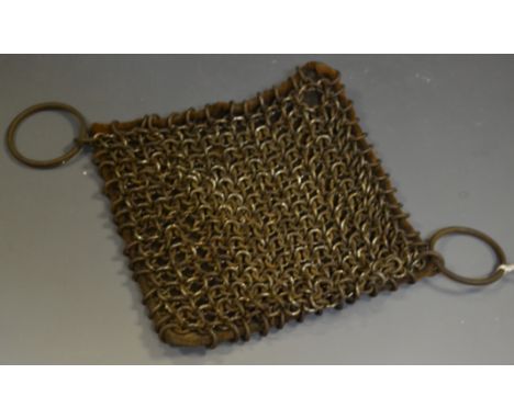 Armour - a chainmail and leather patch, 15cm wide