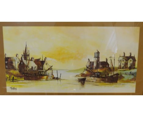 John Bats (Contemporary)Cove with Red Skysigned, 20cm x 79cm;  large print, after, Holland;  etc 