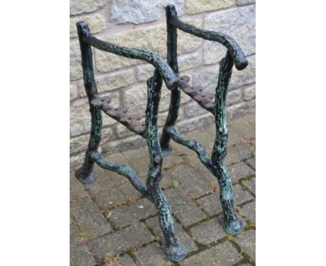 A pair of Coalbrookdale style cast iron branch bench ends, c.1870