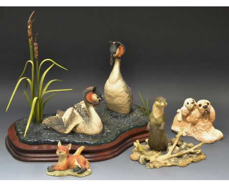 A Border Fine Art model, Grebes amongst rushes;  others, Otter, Fox Cub First Friends, FF1, etc  (4)