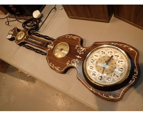 Spanish style wall hanging banjo clock barometer thermometer