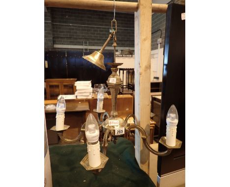 Brass ceiling light with five faux candle fittings 