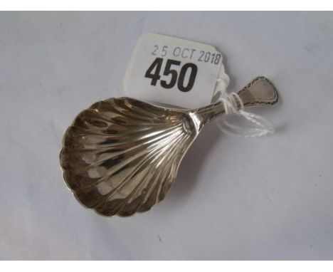 A Georgian O.E. bright cut caddy spoon Lon   