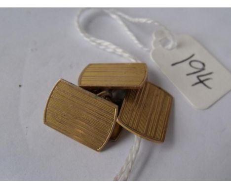 Pair 9ct engine turned rectangular cufflinks 7.2g   