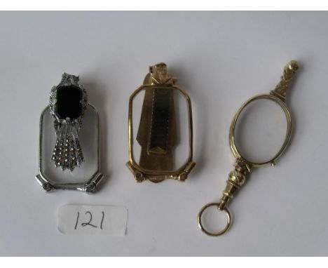 Gold Lorgnette and 2 metal examples    
