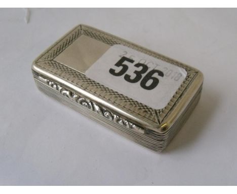 Victorian snuff box engine turned 4.25” wide Birm  1831 by FC 50g.        