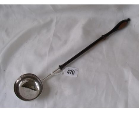 Georgian toddy ladle with turned wooden handle with contemporary initials 13” long apparently unmarked  