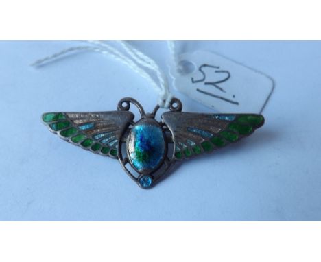 Antique Charles Horner silver and enamel Egyptian   revival scarab brooch Chester 1908.      