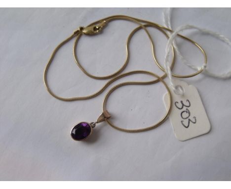9ct amethyst pendant necklace 3.8g inc    