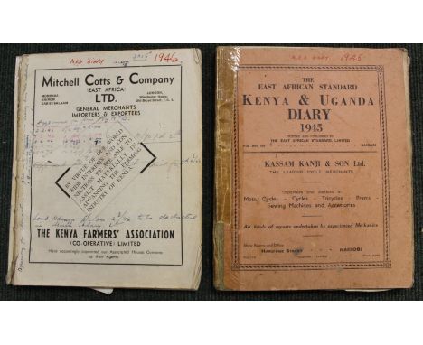 EAST AFRICA JOURNAL 1945 &amp; 1946.&nbsp;&nbsp;2 vols. Substantial manuscript daily diaries with meticulous account of journ