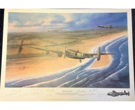 World War Two aviation print. 20x27 Enemy Coast Ahead depicting Avro Lancaster piloted by Wing Commander Guy Gibson on route 