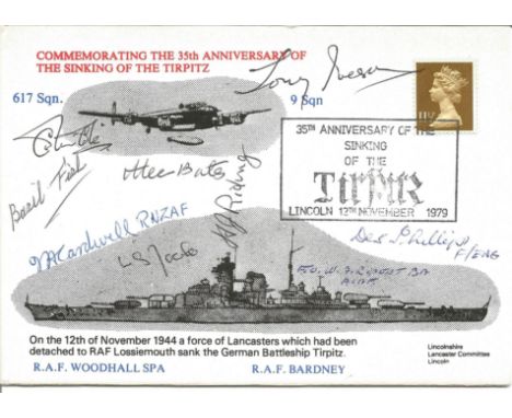 World War Two cover signed by Sqn. Ldr. Tony Iveson DFC, W/Off. Charles Basil Fish MID, W/Off. John 'Des' Phillips, W/Off. Le