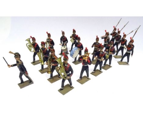 CBG Mignot Gardes de Paris twelve piece Band with Director of Music, Bugler (bell of bugle missing) and four marching at the 