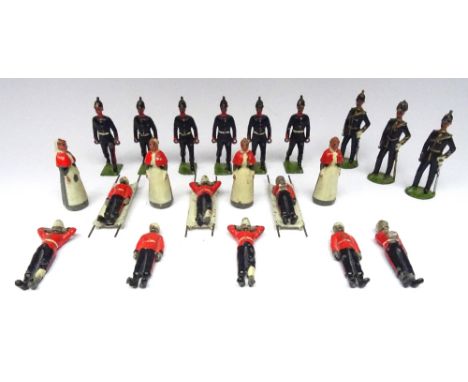 Britains set 137, Army Medical Service with Doctors, Stretcher Parties, Nurses and Casualties (Condition Very Good-Good) 1930