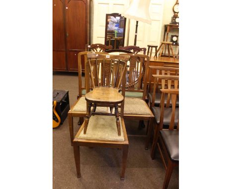 Five various dining chairs, Victorian child's chair, oval mahogany framed bevelled wall mirror, cheval mirror, standard lamp 