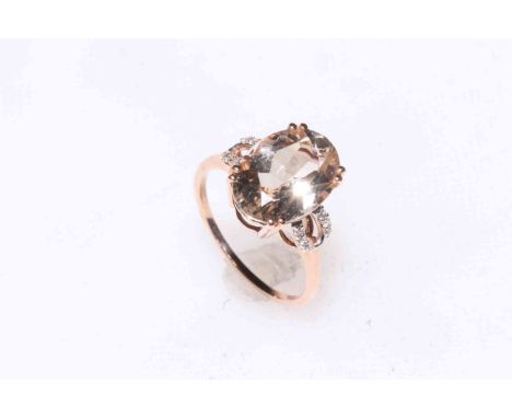 9k rose gold champagne danburite zircon ring, size P/Q, with certificate.