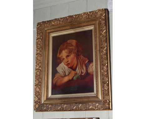 R. Moodie, Portrait of a Child, oil on canvas, signed and dated 1903 top right, 40cm by 29cm, in gilt frame.