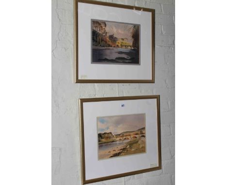 Colin R. Britton, Burnall Bridge and Richmond Castle, 25cm by 34cm, both framed, a pair (2).