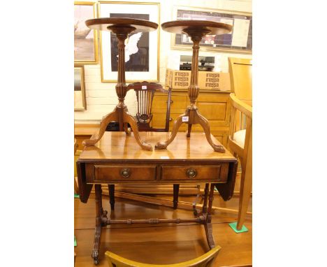 Bevan &amp; Funnell mahogany two drawer sofa coffee table, pair tripod wine tables, Victorian nursing chair and artists easel