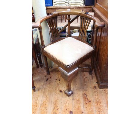 Mahogany Chippendale style corner elbow chair.