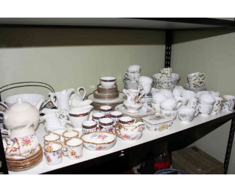 Collection of teawares including Royal Worcester Prince Regent, Hammersley Dresden sprays, Queen's Country Meadow, Wedgwood, 