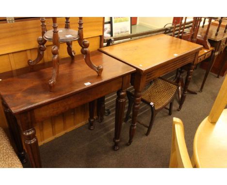 Victorian mahogany side table, Victorian fold top table, plant stand, stool, nest of three kidney shaped tables and two drawe