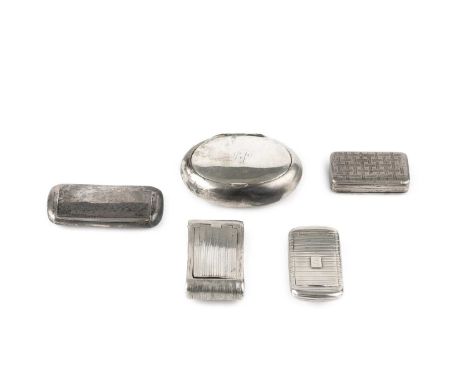 A George III silver snuff box, of curved rectangular outline and having banded decoration, by Joseph Willmore, Birmingham 181
