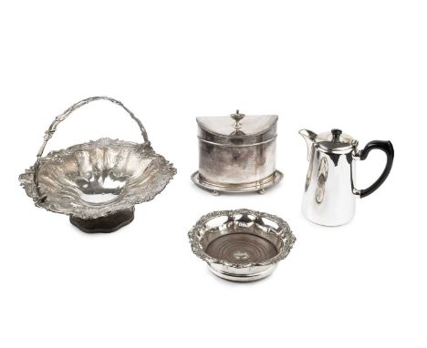 A quantity of silver plated items, to include a late 18th century Sheffield plate oval tea caddy, another of navette form wit