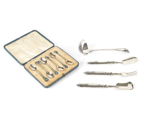 A Danish silver lily of the valley pattern sauce ladle by Georg Jensen, with double-lipped bowl, import marks for London 1936