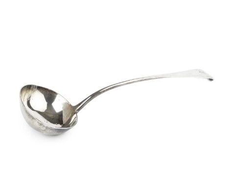 A late Victorian silver old English pattern soup ladle, by Chawner &amp; Co, London 1877, 33cm long, 8oz
