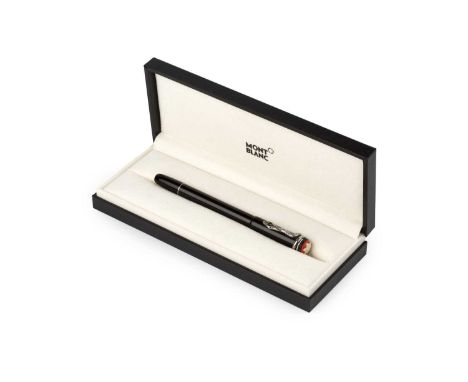 A Mont Blanc special edition Rouge et Noir rollerball pen, in black, with serpent entwined lid clip, model no. 114723, comple