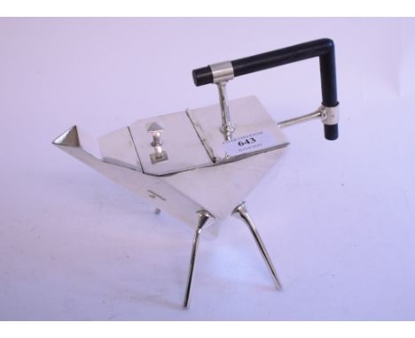 A Christopher Dresser style plated teapot, 17 cm high