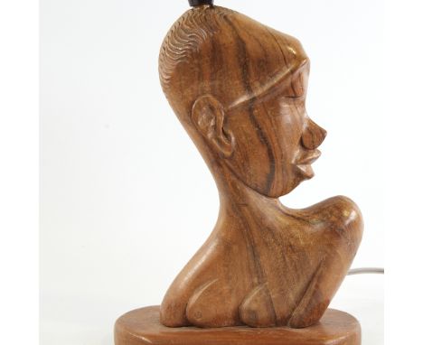 HAGENAUER style, carved hardwood sculptural lamp base, height 30cm.Need re-wiring, sculpture in good condition. 