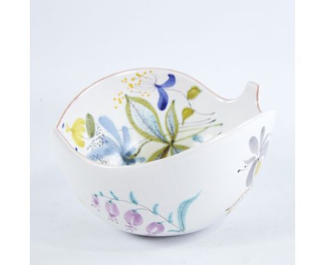 STIG LINDBERG FOR GUSTAVSBERG, SWEDEN, designed 1960s', small salad bowl hand painted "Country Bunch" pattern by Helina Pitka