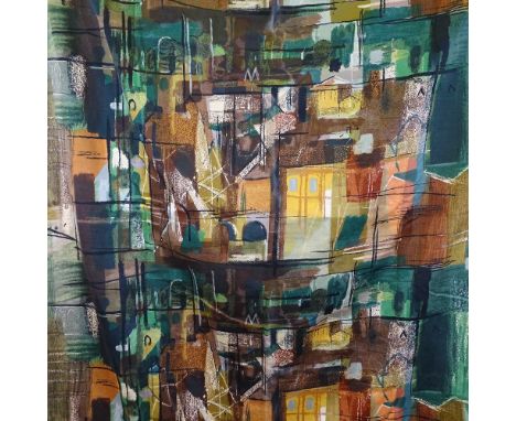JOHN PIPER FOR ARTHUR SANDERSON &amp; SONS, curtain circa 1960, "Stones of Bath" design, 128cm long by 108cm wide. Web on bac