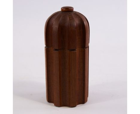 JENS HARALD QUISTGAARD FOR DANSK DESIGN, 1960s' teak pepper mill and salt cellar in bullet form, height 16cm.Good working con