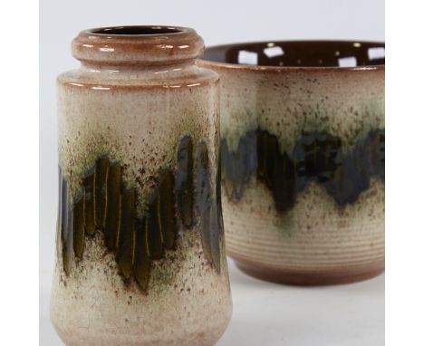 Mid-century West German ceramic vase, and matching planter, vase height 21cm.Good condition, no chips, cracks or restoration.